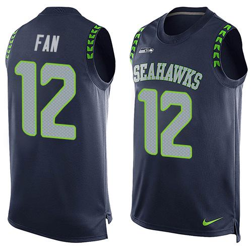 Nike Seahawks #12 Fan Steel Blue Team Color Men's Stitched NFL Limited Tank Top Jersey - Click Image to Close